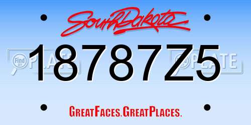 18787Z5 South Dakota License Plate
