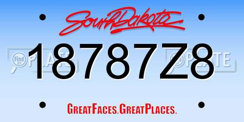 18787Z8 South Dakota License Plate