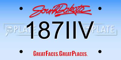 187IIV South Dakota License Plate