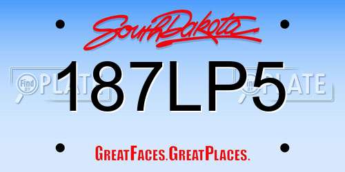 187LP5 South Dakota License Plate