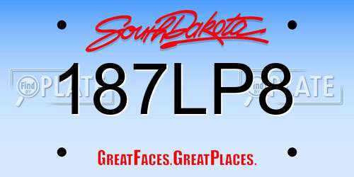 187LP8 South Dakota License Plate