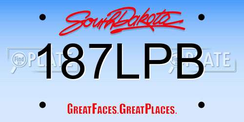 187LPB South Dakota License Plate