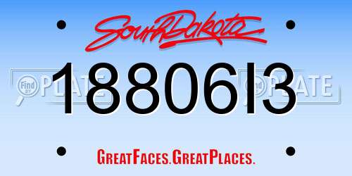 18806I3 South Dakota License Plate