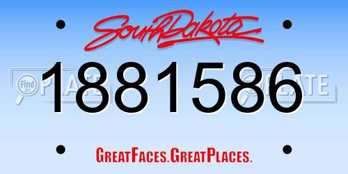 1881586 South Dakota License Plate
