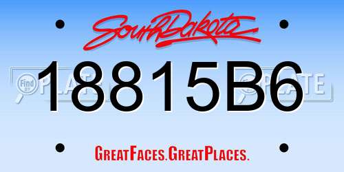 18815B6 South Dakota License Plate