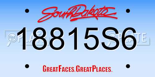 18815S6 South Dakota License Plate