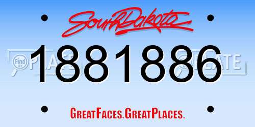 1881886 South Dakota License Plate