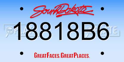 18818B6 South Dakota License Plate