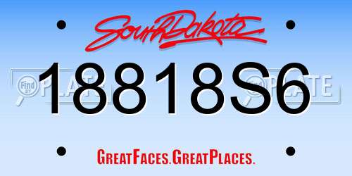 18818S6 South Dakota License Plate