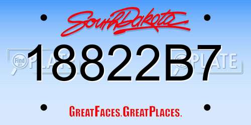 18822B7 South Dakota License Plate