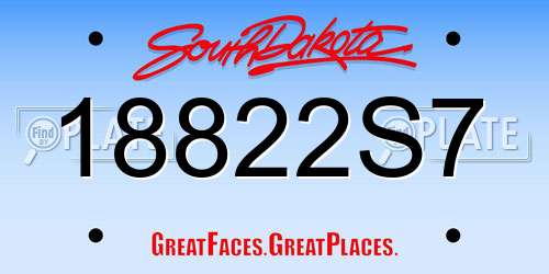 18822S7 South Dakota License Plate