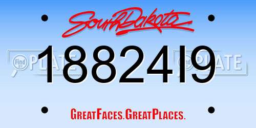18824I9 South Dakota License Plate