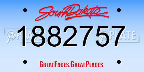 1882757 South Dakota License Plate