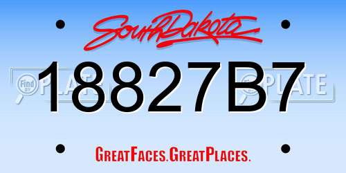 18827B7 South Dakota License Plate