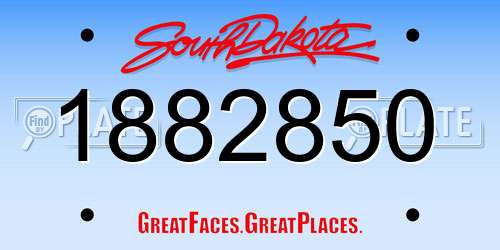 1882850 South Dakota License Plate