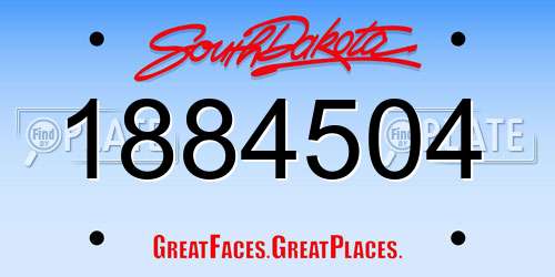 1884504 South Dakota License Plate
