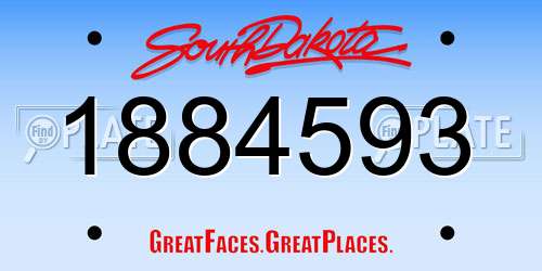 1884593 South Dakota License Plate