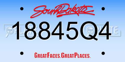 18845Q4 South Dakota License Plate