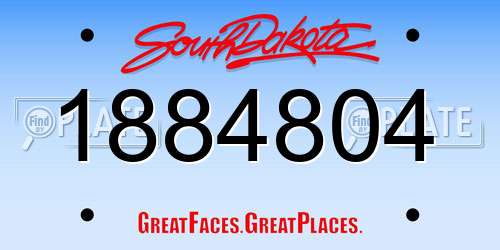 1884804 South Dakota License Plate