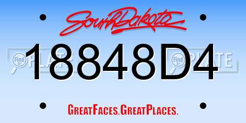 18848D4 South Dakota License Plate