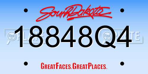18848Q4 South Dakota License Plate