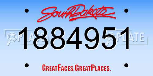 1884951 South Dakota License Plate