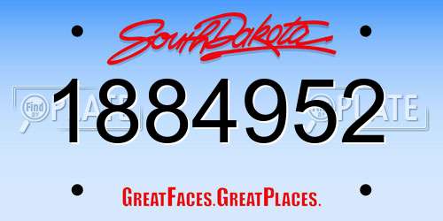 1884952 South Dakota License Plate