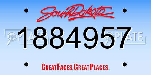 1884957 South Dakota License Plate
