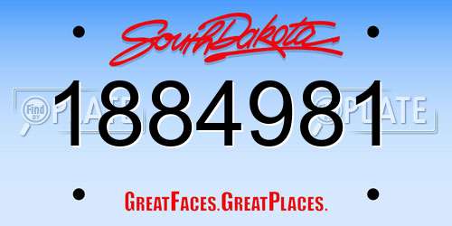 1884981 South Dakota License Plate