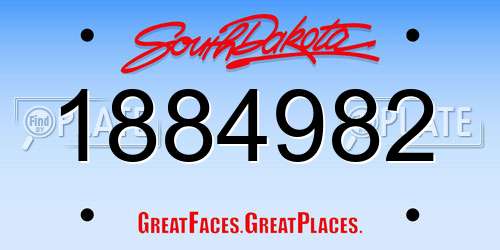 1884982 South Dakota License Plate