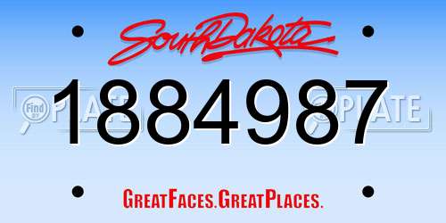 1884987 South Dakota License Plate