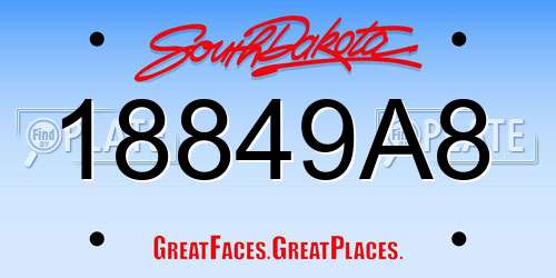 18849A8 South Dakota License Plate