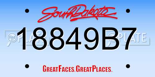 18849B7 South Dakota License Plate