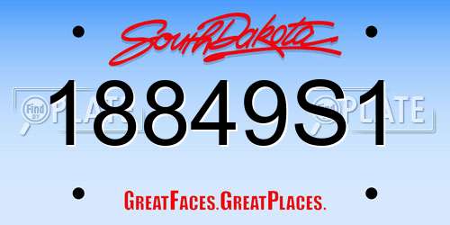 18849S1 South Dakota License Plate