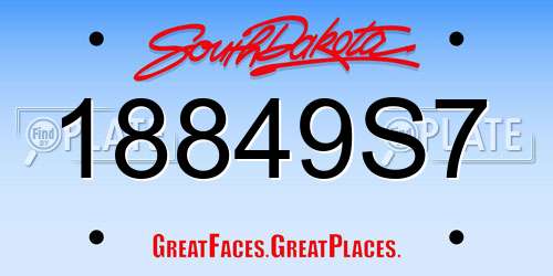 18849S7 South Dakota License Plate