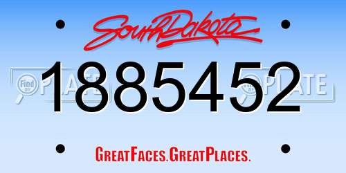 1885452 South Dakota License Plate