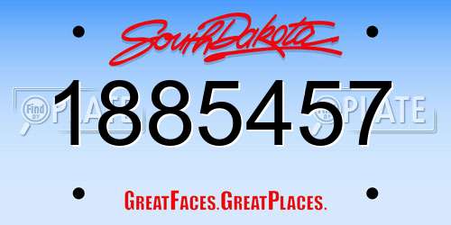 1885457 South Dakota License Plate
