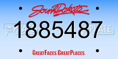 1885487 South Dakota License Plate