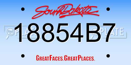 18854B7 South Dakota License Plate