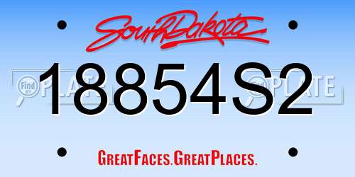 18854S2 South Dakota License Plate