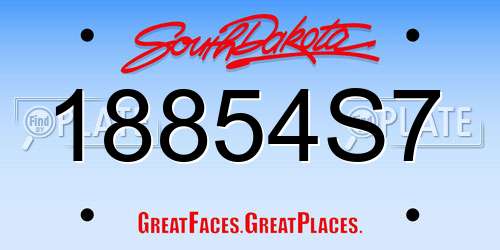 18854S7 South Dakota License Plate
