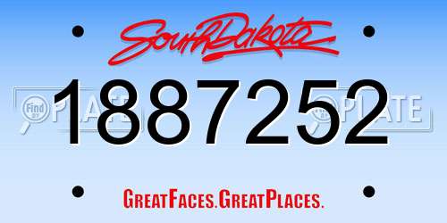 1887252 South Dakota License Plate