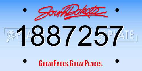 1887257 South Dakota License Plate