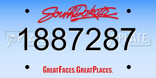 1887287 South Dakota License Plate