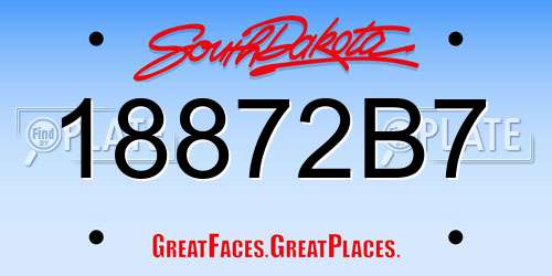 18872B7 South Dakota License Plate