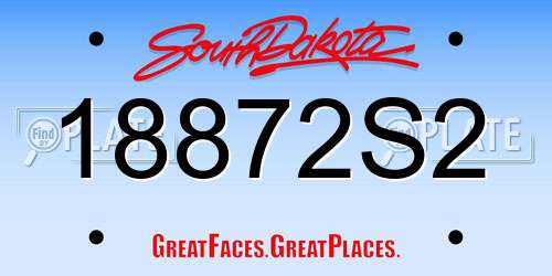 18872S2 South Dakota License Plate