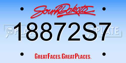 18872S7 South Dakota License Plate