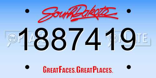 1887419 South Dakota License Plate