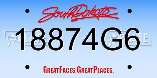18874G6 South Dakota License Plate