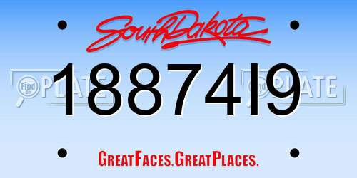 18874I9 South Dakota License Plate